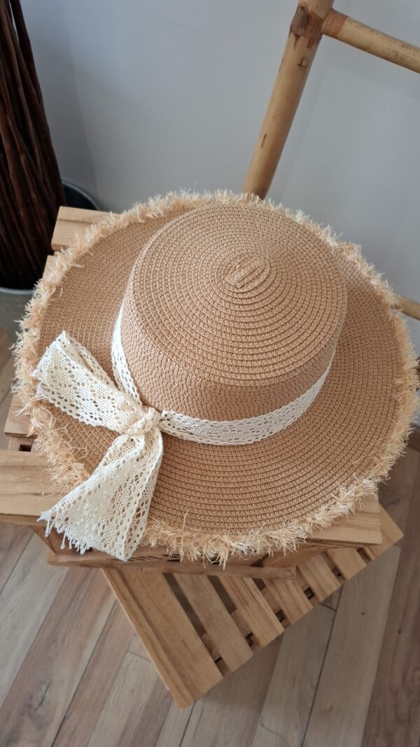 Chapeau couleur paille beige ou blanc – Image 4