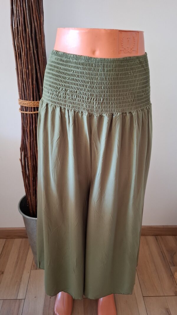 Pantalon jupe culotte verte kaki