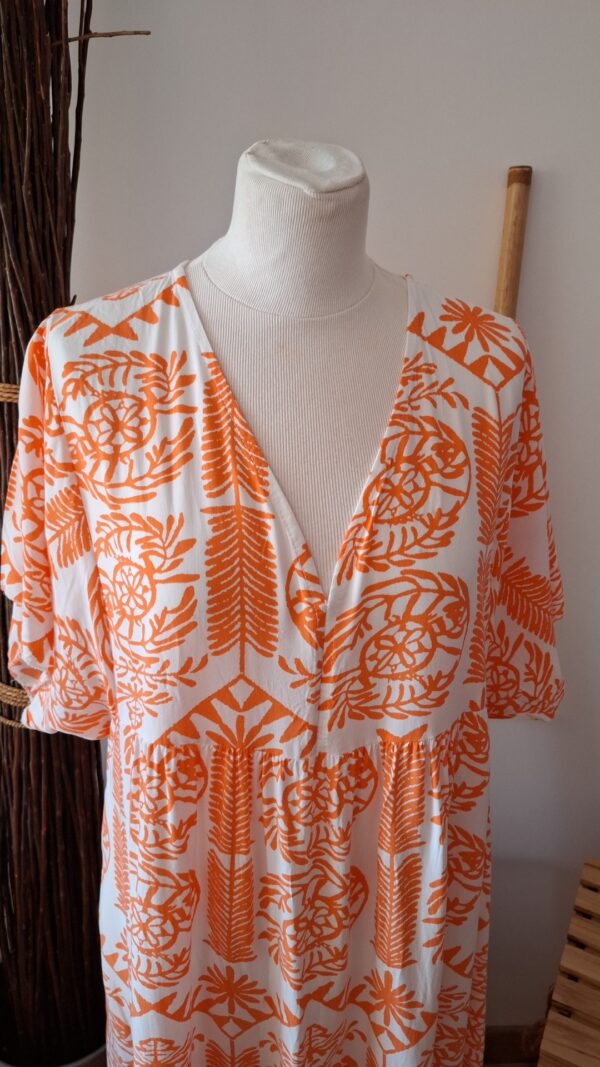 Robe longue orange et blanche – Image 3