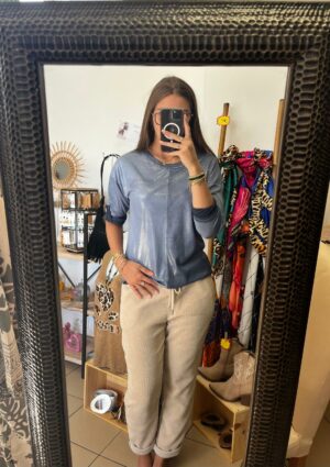 Sweat bleu jean irisé