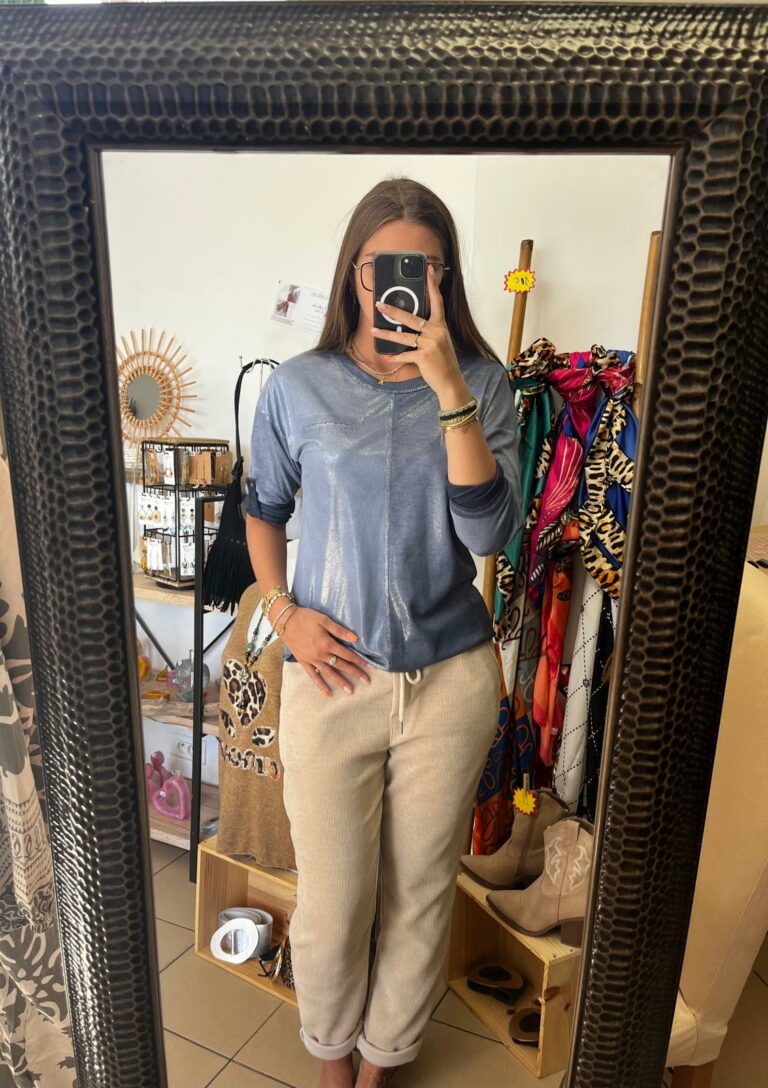 Sweat bleu jean irisé