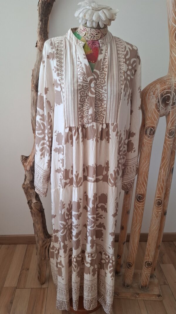 Robe LUSA longue beige à motifs – Image 4