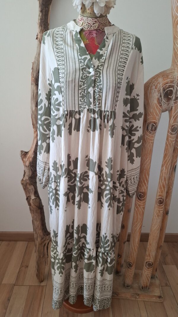Robe LUSA longue kaki à motifs – Image 3