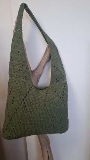 Sac crochet bohème kaki