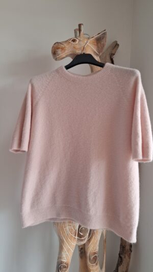 Pull manches courtes rose poudré